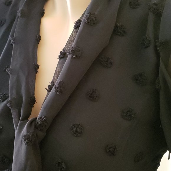 Topshop Textured Spot Midi Chiffon Dress Size 0 Black - Picture 7 of 11